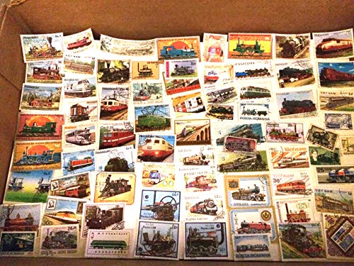 45 Genuine Postage Stamps Assortment - Trains