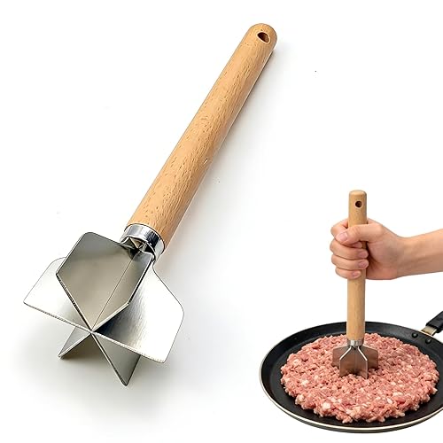 Stainless Steel Meat Chopper, 11" Heavy Duty Meat Masher Ground