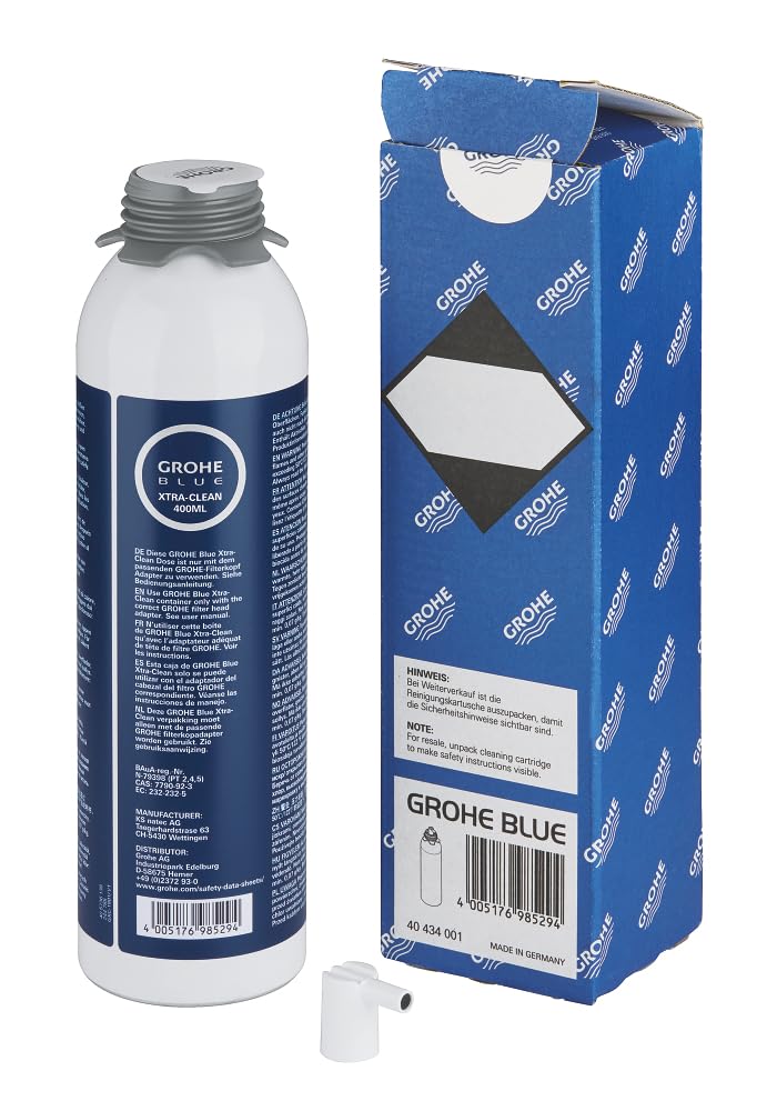 GROHE Blue, Cartucho de limpieza (para Blue Pure, Home & Professional, 100% desinfección y limpieza del enfriador y el cabezal del filtro, incluye cabezal pulverizador, sin adaptador) 40434001