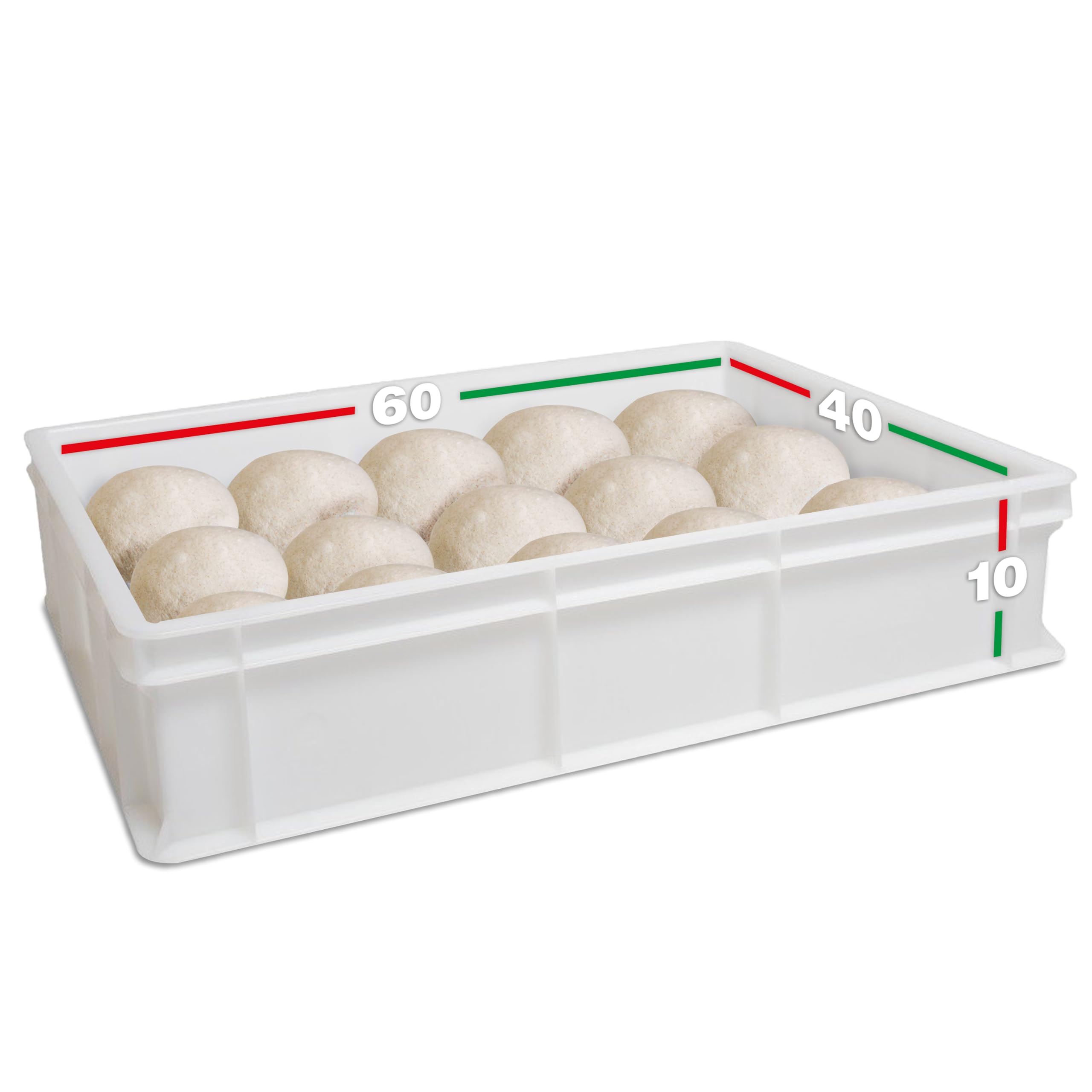 Bac à Levage Pâte 60 x 40 x 10 cm Professionnel - Conteneur Made in Italy Superposable Empilable pour Pain, Pizza, Panetti, Restaurant, Pizzeria, Four (1 Baignoire)