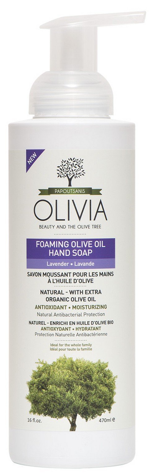 Olivia Olive Beauty: Olivia Foaming Olive Oil Hand Soap with Lavender Extract, 100% Pure Olive Oil, From Greece, 16 oz