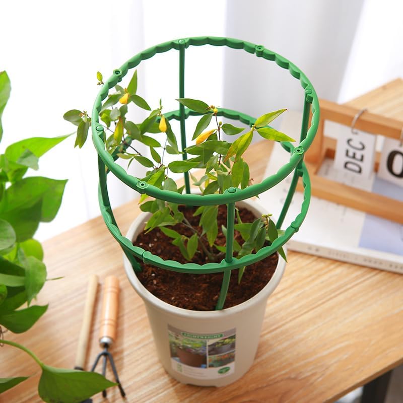 12 Pack Plant Support Plant Stakes Plastic Cage Holder Small Plant Support Ring for Indoor and Outdoor Small Plants, 9.4" W x 5.5" H - Image 6