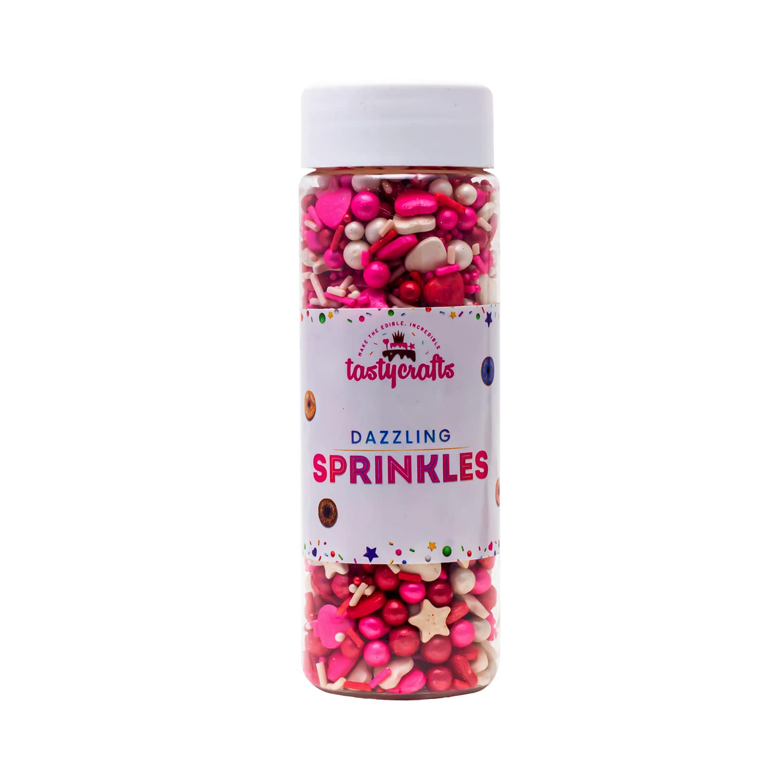 Tastycrafts Mix Metallic Sprinkles | Edible Sprinkle | Colorful Dazzling Sprinklefetti | Baking Cake Items | Candy Toppers for Cake, Cupcake, Dessert, Pastry, Cookies Decorations - 100 GM (DM 003)