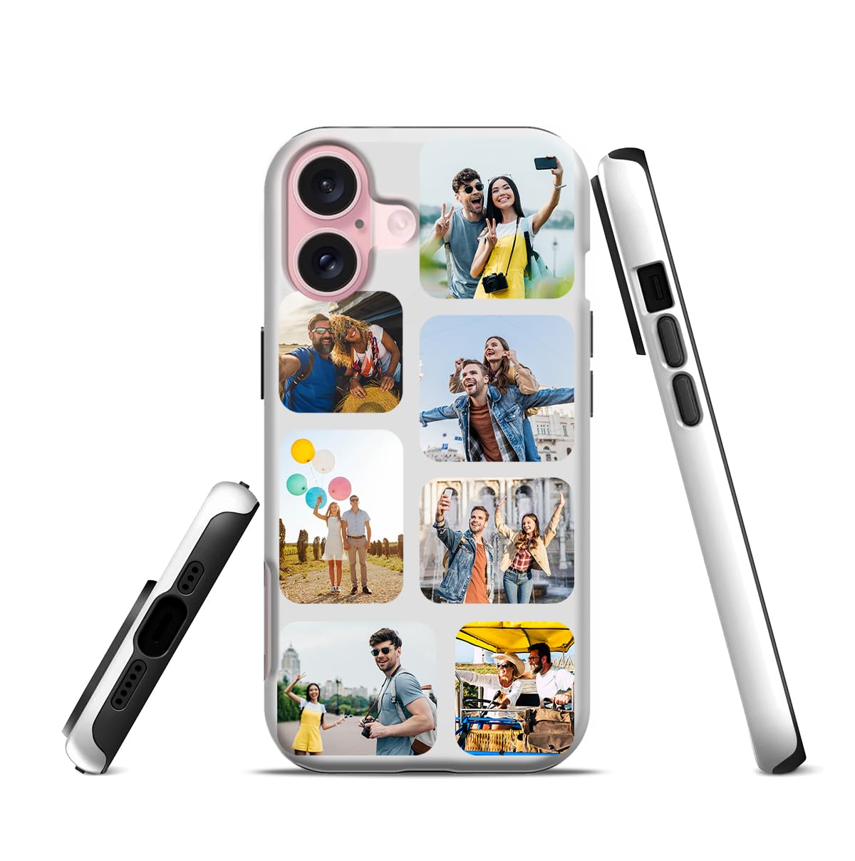 mozitify Customized Phone Case for iPhone 16, Multi-Picture Collage, Heavy Duty Protective Drop Protection 2 in 1 Dual Layer Phone Case, Customized