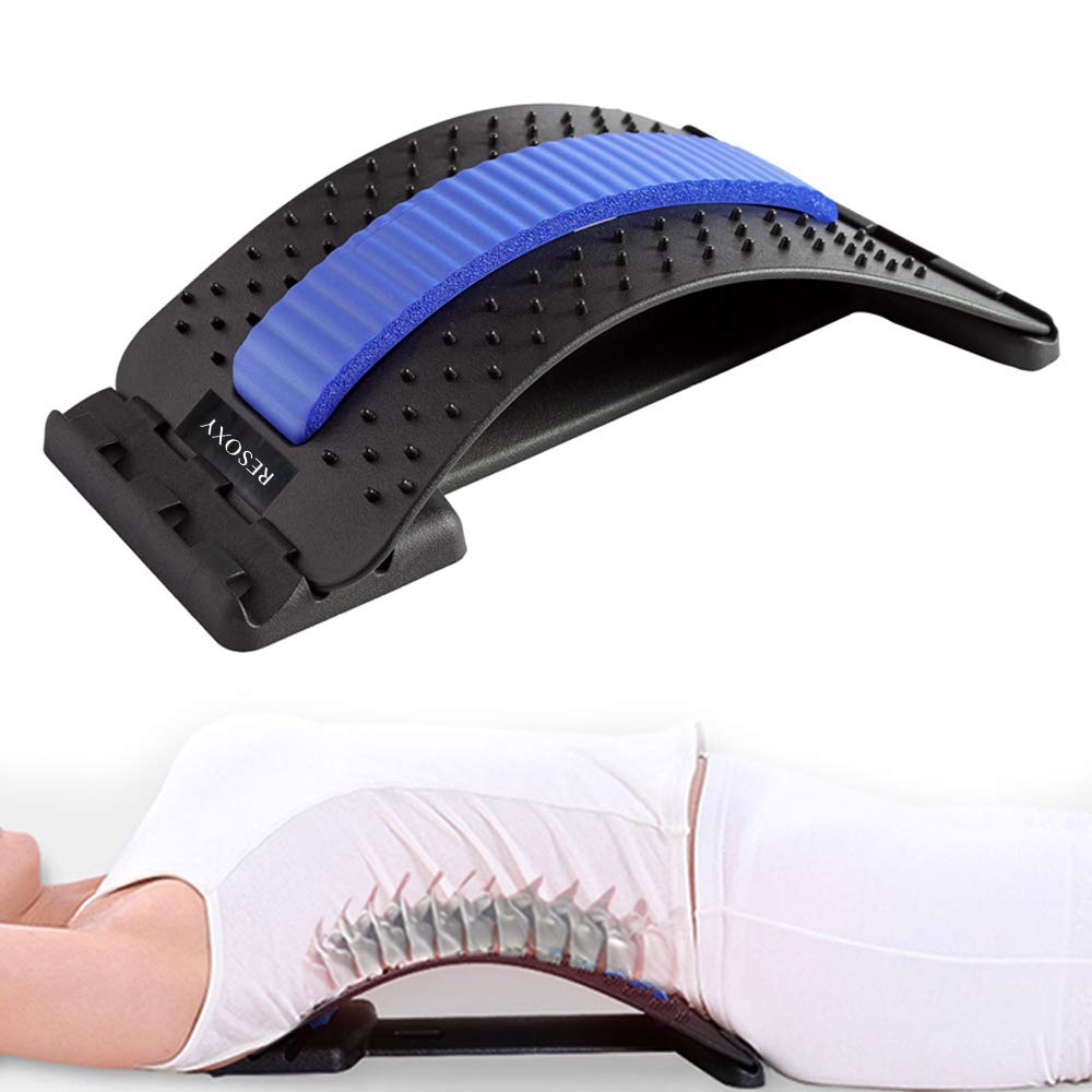 Back Stretcher Lumbar Back Pain Relief Device 3 Level Back Massage Lumbar Pain Relief Lower and Upper Back Stretcher Support for Herniated Disc Sciatica Scoliosis (Blue)