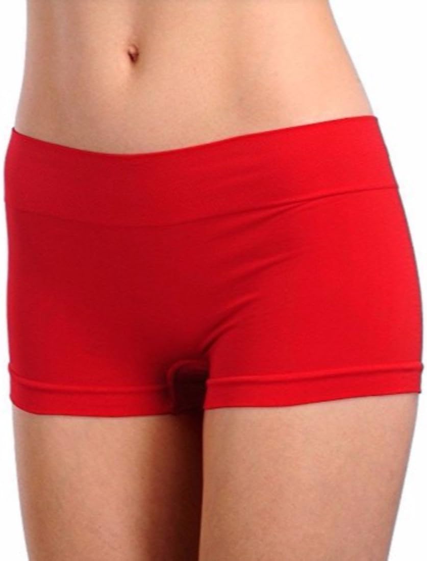 Ritu Creation Women’s Nylon Spandex Mid Rise Full Coverage Boy Short Panty No Panty Lines- Free Size (Pack of 1), Red