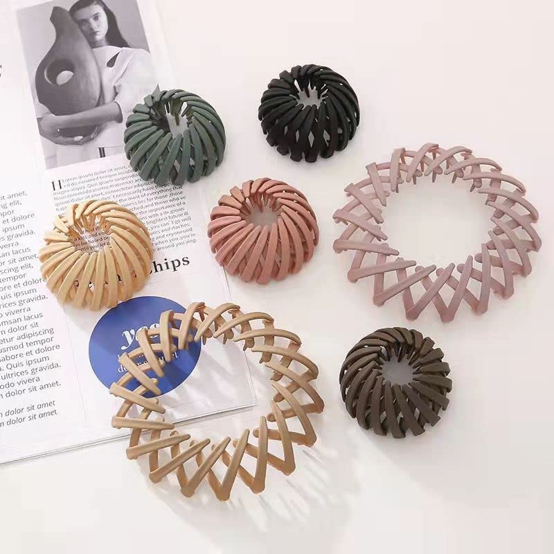 STYLEDOSE Bird Nest Hair Clips Bunbarz Bun Clip For Girls | Women's Expandable Bun Fixed Hair Claw Ponytail Holder Hairpin Buckle Pack Of 3 (13), Multicolor 3