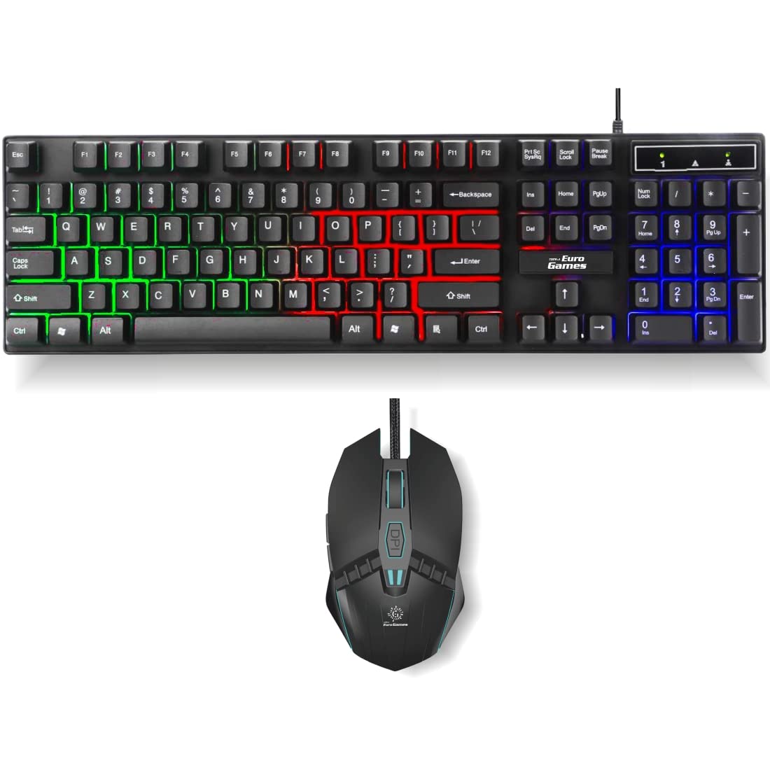 RPM Euro Games USB Gaming Keyboard and Mouse Set | 104 Keys with RGB Backlit - Keyboard | Laser Carved Keycaps | Adjustable DPI Upto 3200 | 7 Color RGB - Mouse | 6 Buttons, Black (B09P41X9C4) Amazon Price History, Amazon Price Tracker