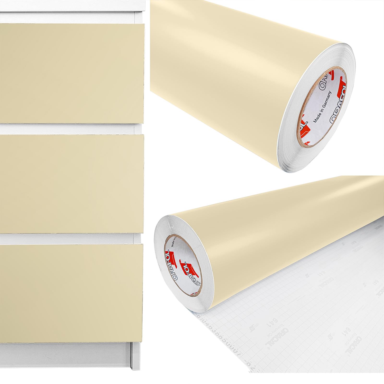 Möbelfolie selbstklebend 100x700 cm | Einfarbig Klebefolie für Möbel | Klebefolie Möbel - einfache Anwendung, ideal für die Renovierung von Küche oder Bad | Möbelfolie | Beige Matt