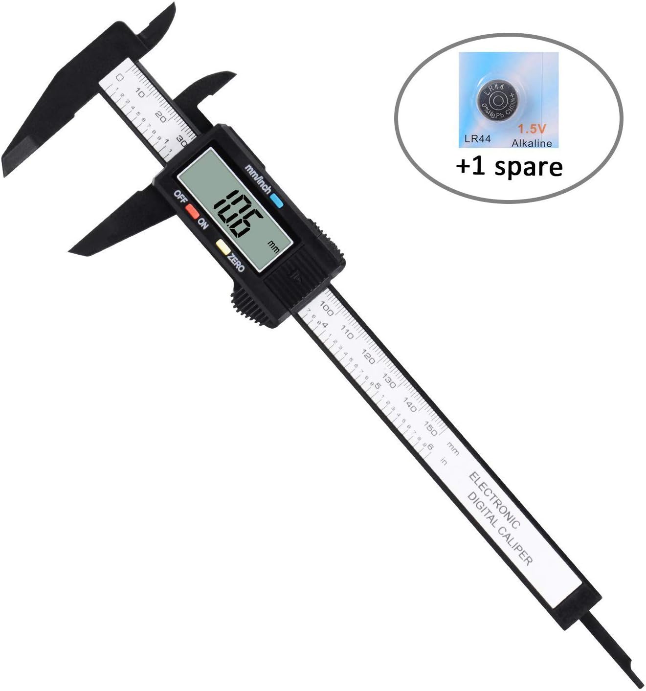 Digital Caliper, Vernier Caliper Measuring Tool with Inch and Millimeter Fractions Conversion, Large LCD Screen, Stainless Steel, Auto-Off Electronic Digital Gauge Caliper (0-6 Inch/150mm) (Sliver)
