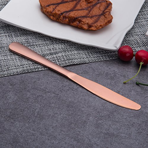 Berglander Rose Gold Silverware Set, 20 Piece Stainless Steel Copper Flatware Set Cutlery Sets, Service For 4 (Shiny Rose Gold) #TOP2
