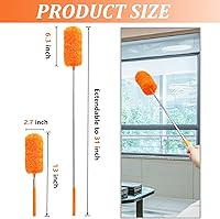 Vista 2 de Paquete de 4 plumeros de microfibra, con poste extensible y cabezal flexible, herramienta de limpieza de microfibra lavable para limpieza