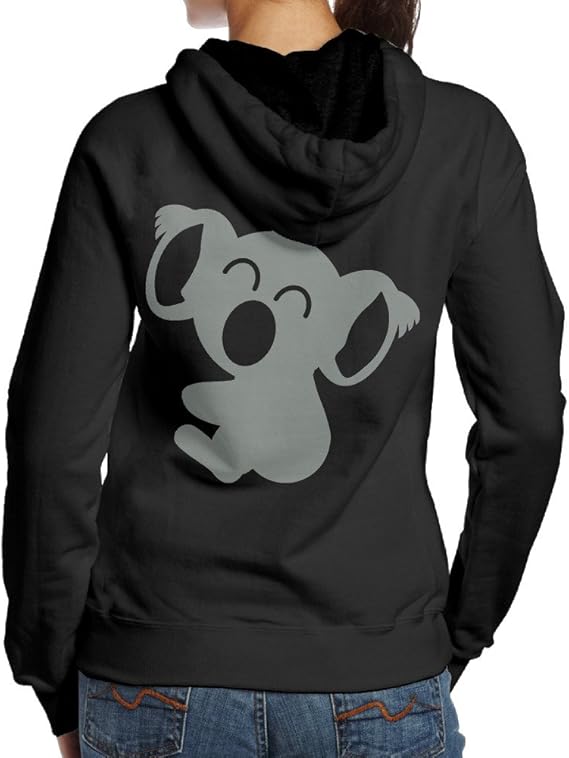 Amazon Co Jp Ama54 アマ54 大人 スマイリー コアラ イラスト 女の子 パーカー 今季最新 長袖 ストリート ストレッチ Black Medium 服 ファッション小物