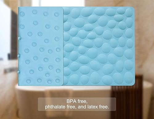 Miniatura 7 de OTHWAY - Alfombra de baño de goma, suave y antideslizante con ventosas potentes, para la tina (azul lago)