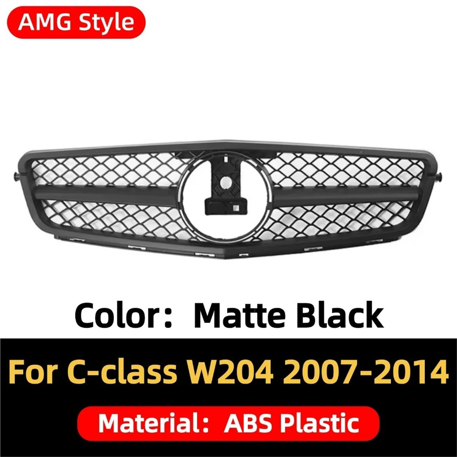 osłona chłodnicy silnika osłona Przedni zderzak Grill Grill Tuning pasuje do Mercedes Benz C Klasa W204 2007-2014 C180 C200 C250 C300 AMG GT Diamond Style kratki samochodowej(AM Matte Black)