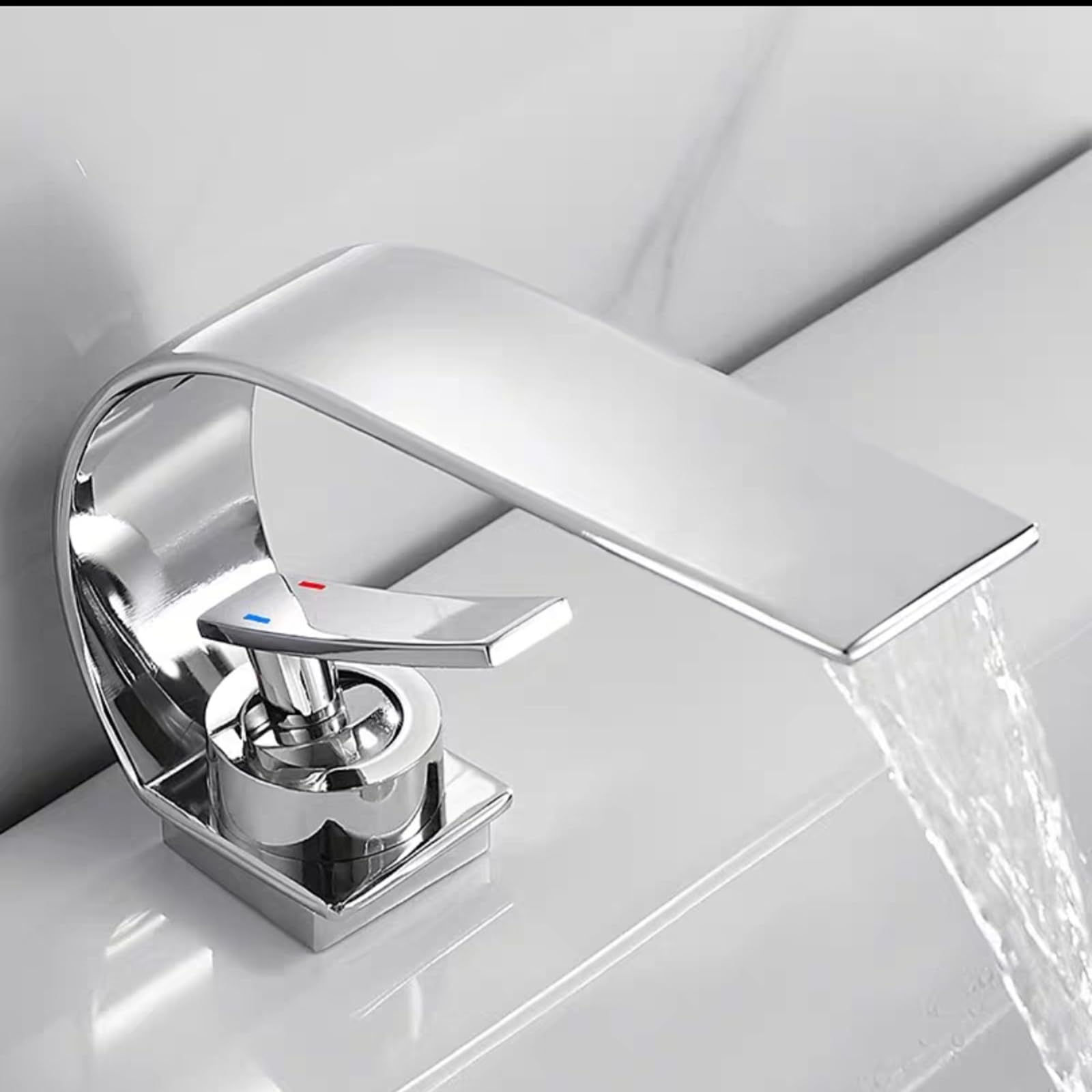 ANVLOJRIH Bathroom Sink Taps Basin Mixer Tap Waterfall Basin Taps Bathroom Sink Waterfall with Hoses Chrome