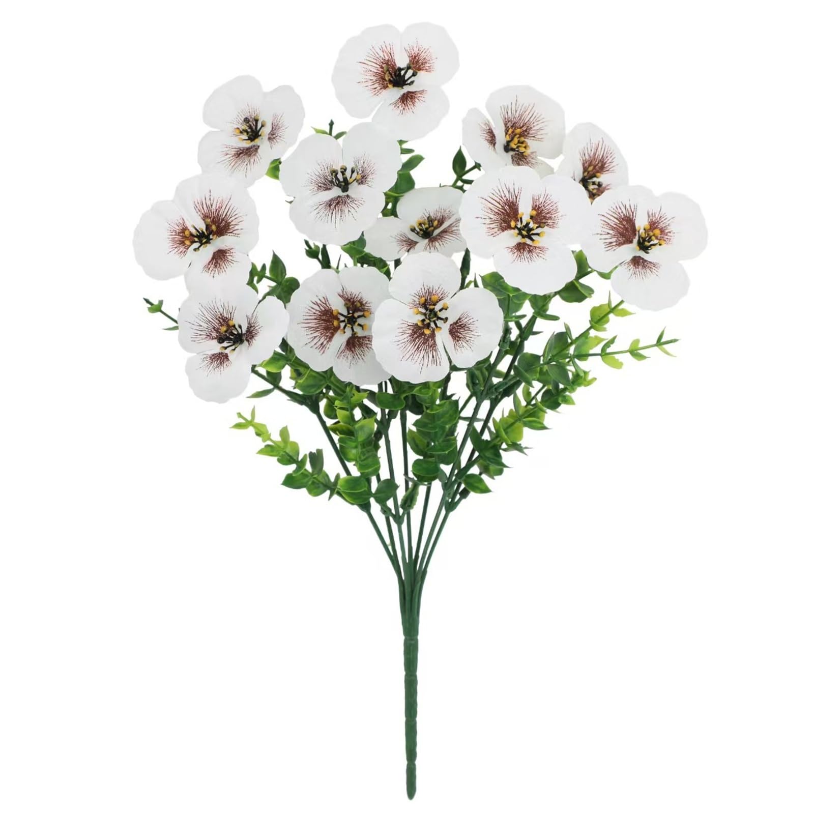WBCDXCBB Simulated tricolor violet, spring grass, trumpet artificial plant, simulated silk flowers 1Pcs(Whitebouquet 7-branch 35cm)