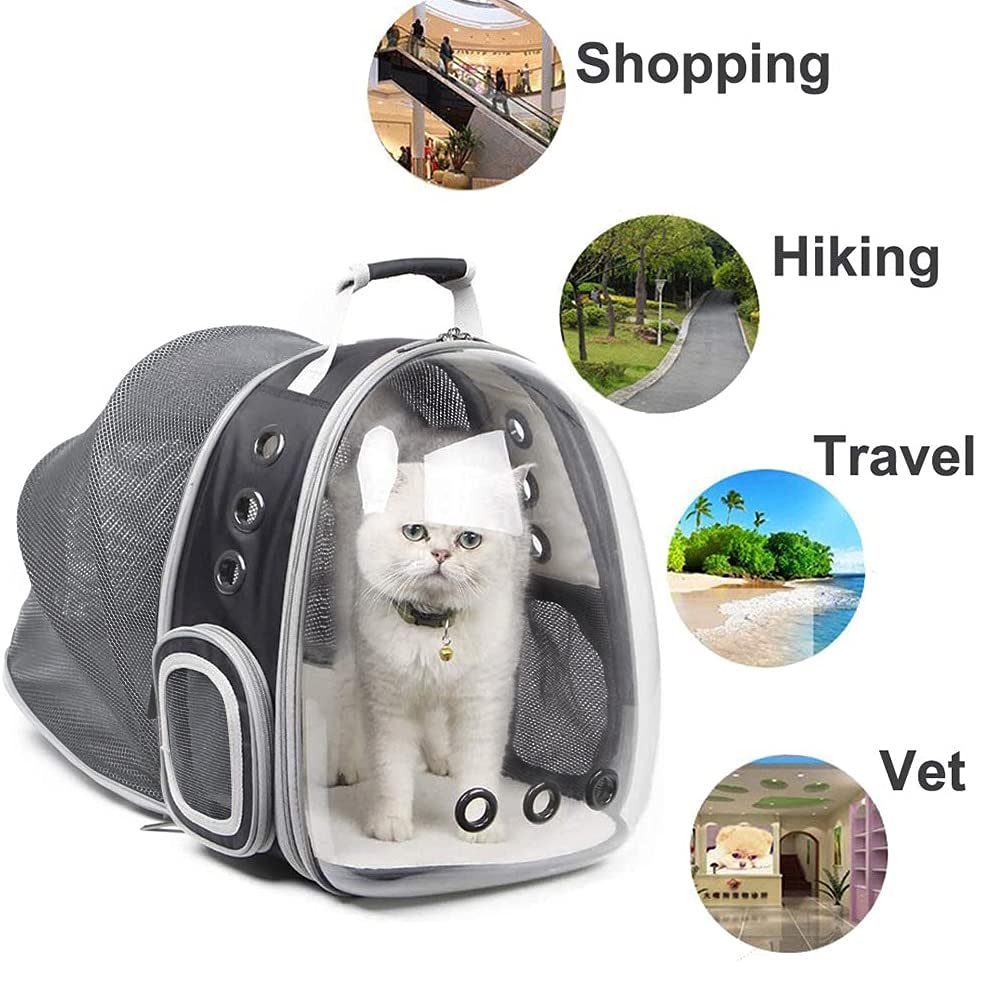 Bolsa para gatos extensible para gatos Mochila portátil para mascotas Cachorro de viaje al aire libre Mochila transportador Transportador Bolsa para gatos Suministros para mascotas Gris