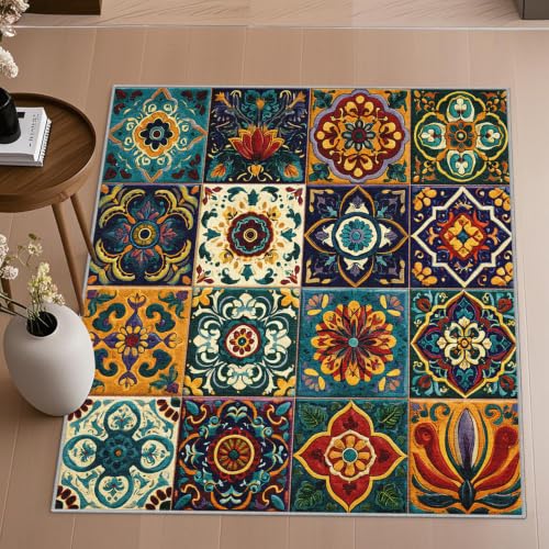 Tapis motif feuille abstrait 60x90 lavable pour salon et cuisine