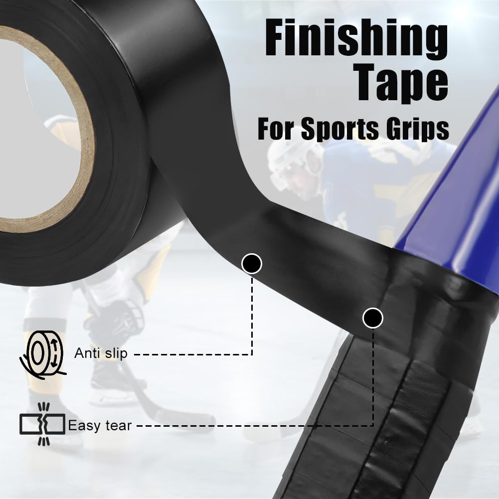 Grip Tape, Ruban Adhésif Sport, Autocollant Hockey Bande, Anti-Dérapant Ruban Adhésif de Hockey, Résistant PVC pour Badminton Raquette Squash Tennis, 18mm*20m