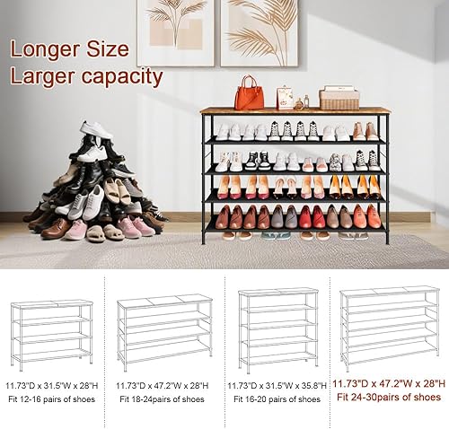 Miniatura 4 de Zapatero organizador de 5 niveles de metal largo con tablero industrial de MDF y tela de capa para entrada, armario, dormitorio, sala de estar,