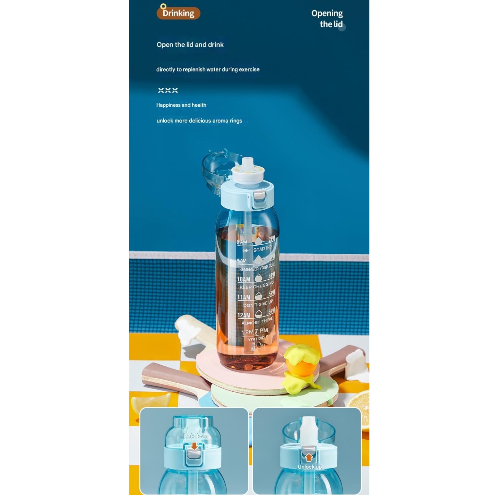 1000 ml Sport-Wasserflasche mit Strohhalm, hochwertiger Fitnessbecher, auslaufsicheres Design für Fitnessstudio, Outdoor und Hydratationsbedarf