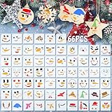 Marspark 66 Pcs Small Stencils for Crafts Reusable 3 Inch Stencils for Painting on Wood DIY Craft Paint Template for Wall Home Decor Card Rock Canvas Drawing Holiday (Snowman Face)