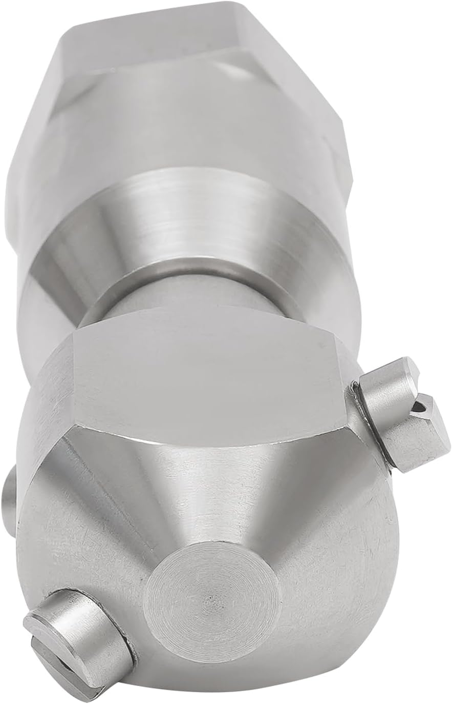 Stainless Steel Pressure Washing Nozzle - 360 Tank Cleaning Continuous Rotary Sewer Jetter for Pressure Washer - 3 Head, 1/2" Internal Thread, 5 Bar