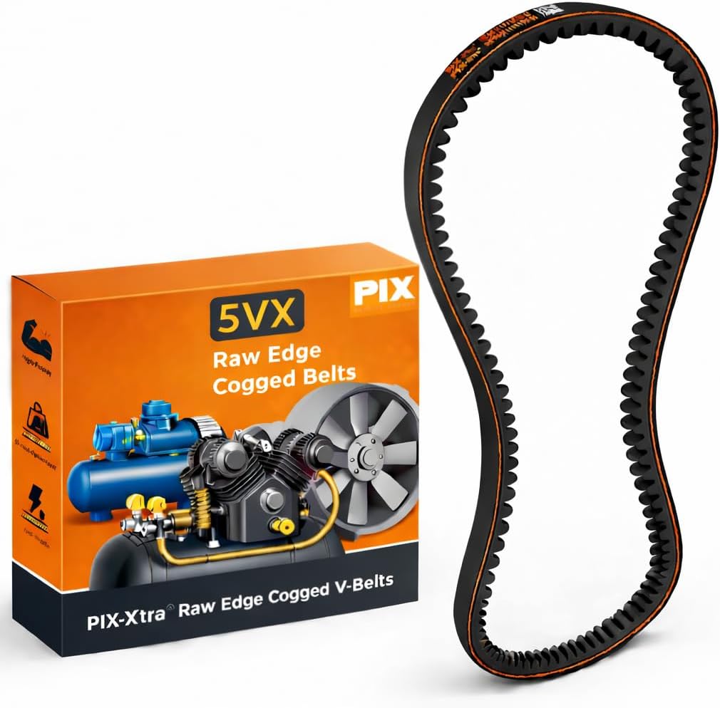 PIX V-Belt 5VX800 Raw Edge Cogged - 5/8 X 80in OC, Power Transmission Belt for Compressors, Pumps, Fans, Vacuum Pumps, Blowers, Generators, Heat Exchangers, and Industrial Drives
