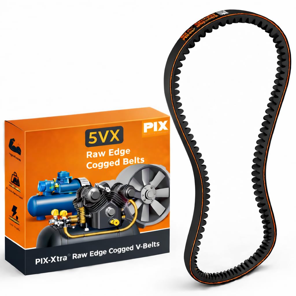 PIX V-Belt 5VX1030 Raw Edge Cogged - 5/8 X 103in OC, Power Transmission Belt for Compressors, Pumps, Fans, Vacuum Pumps, Blowers, Generators, Heat Exchangers, and Industrial Drives