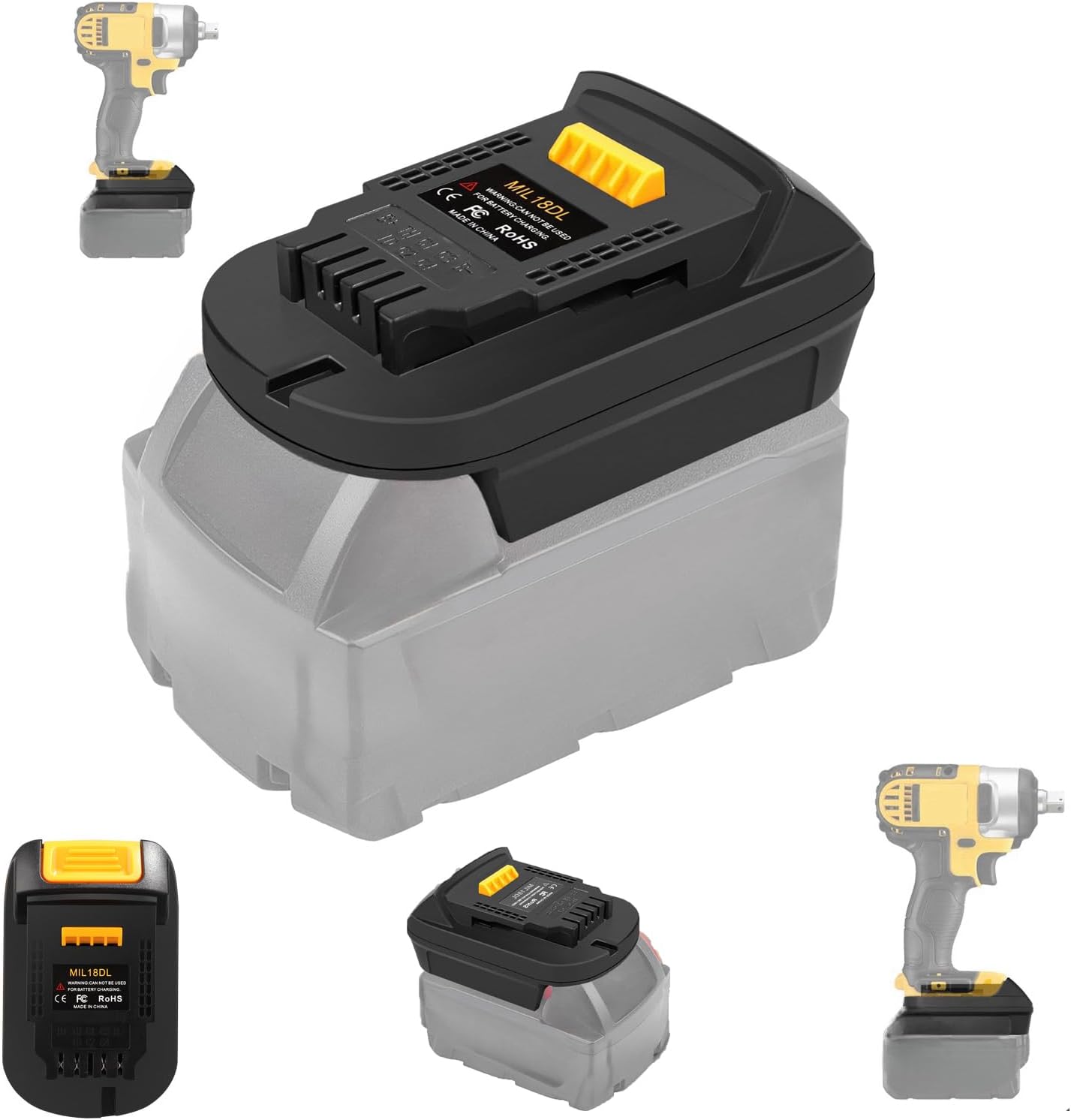 MIL18DL Battery Adapter for Milwaukee Battery Convert to for Dewalt 20V Tool Use, Convert for Milwaukee M-18 18V Batteries to for Dewalt Power Tool Use(Adapter Only)
