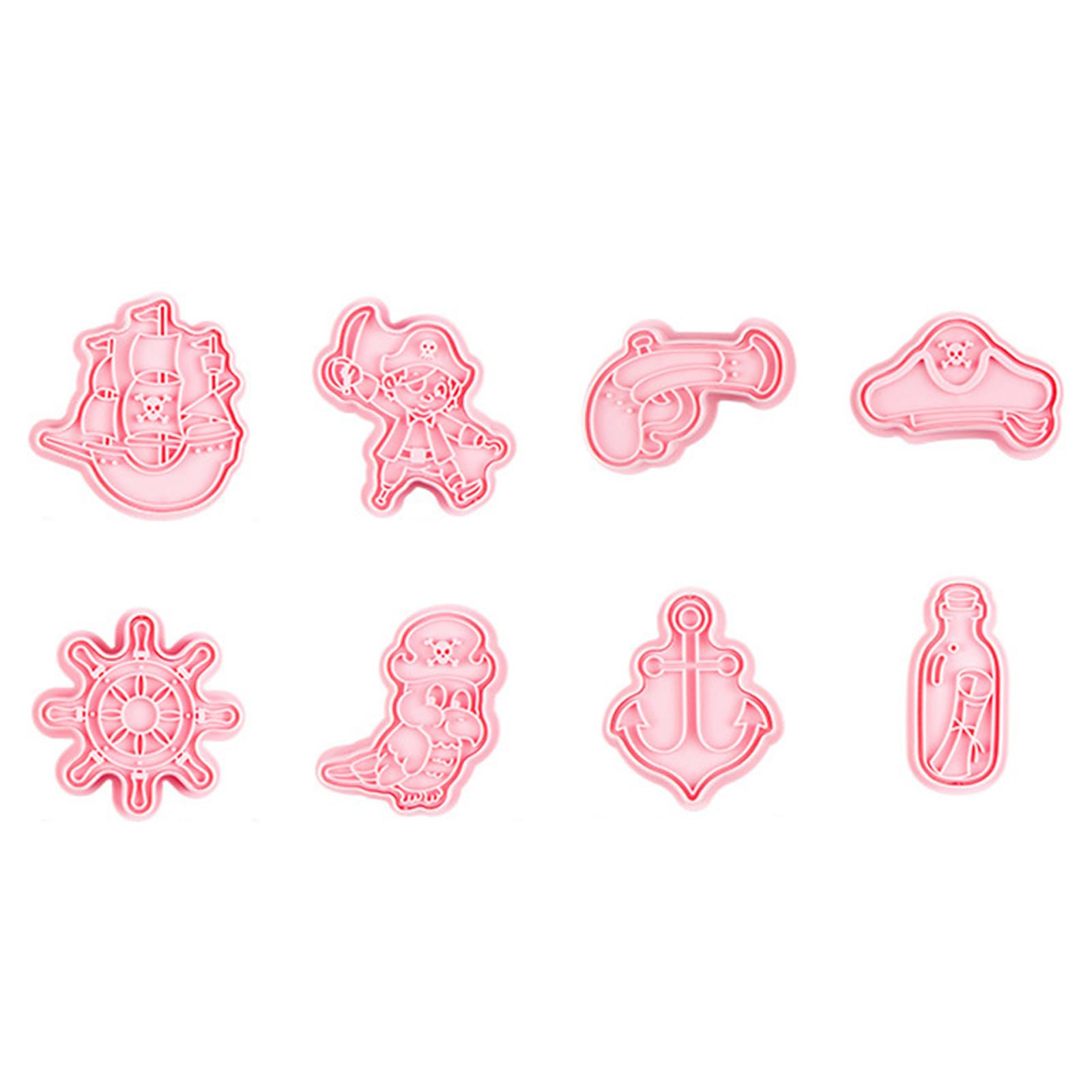 Xjdzineq 8 Pcs Pirate-Ship Series Shape Biscuit Embossing Fondant Baking Mold Cakes Cookie Easy Safe Fondant Cake Mold Cake Decor Molds