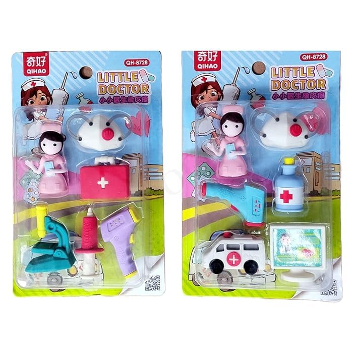 Image of DEOXY Fairy Tale Palace Erasers for Kids - Stylish Erasers for Girls, School Stationary Kit for Kids, Birthday Return Gifts (QH-8728B)