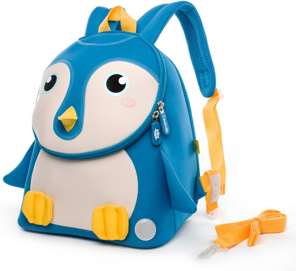Kids Backpacks Waterproof Toddler School Bag Cute Animal Baby Bag with Anti Lost Leash by Cocomilo (Blue Penguin)