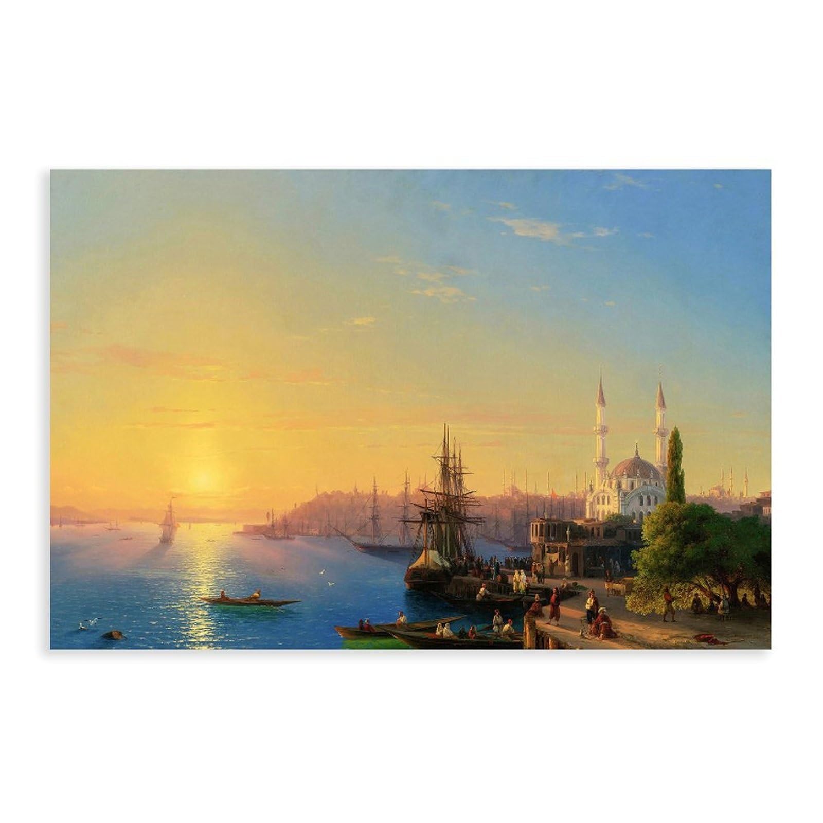 DFJyjFGJJ Ivan Konstantinovich Aivazovsky,View Of Constantinople And The Bosphorus,famous Art Canvas Wall Art Print Poster For Home School Office Decor 16" L X 24" W