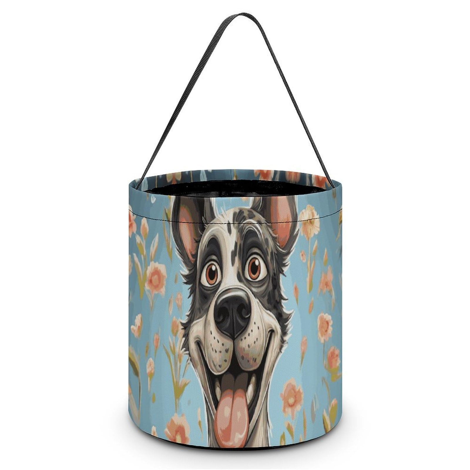 JTREHY Fun Dogs Candy Basket Hand-held Portable Candy Basket Collapsible Reusable Candys Bags Trick Or Treat Bags Party Festival Gift Bucket