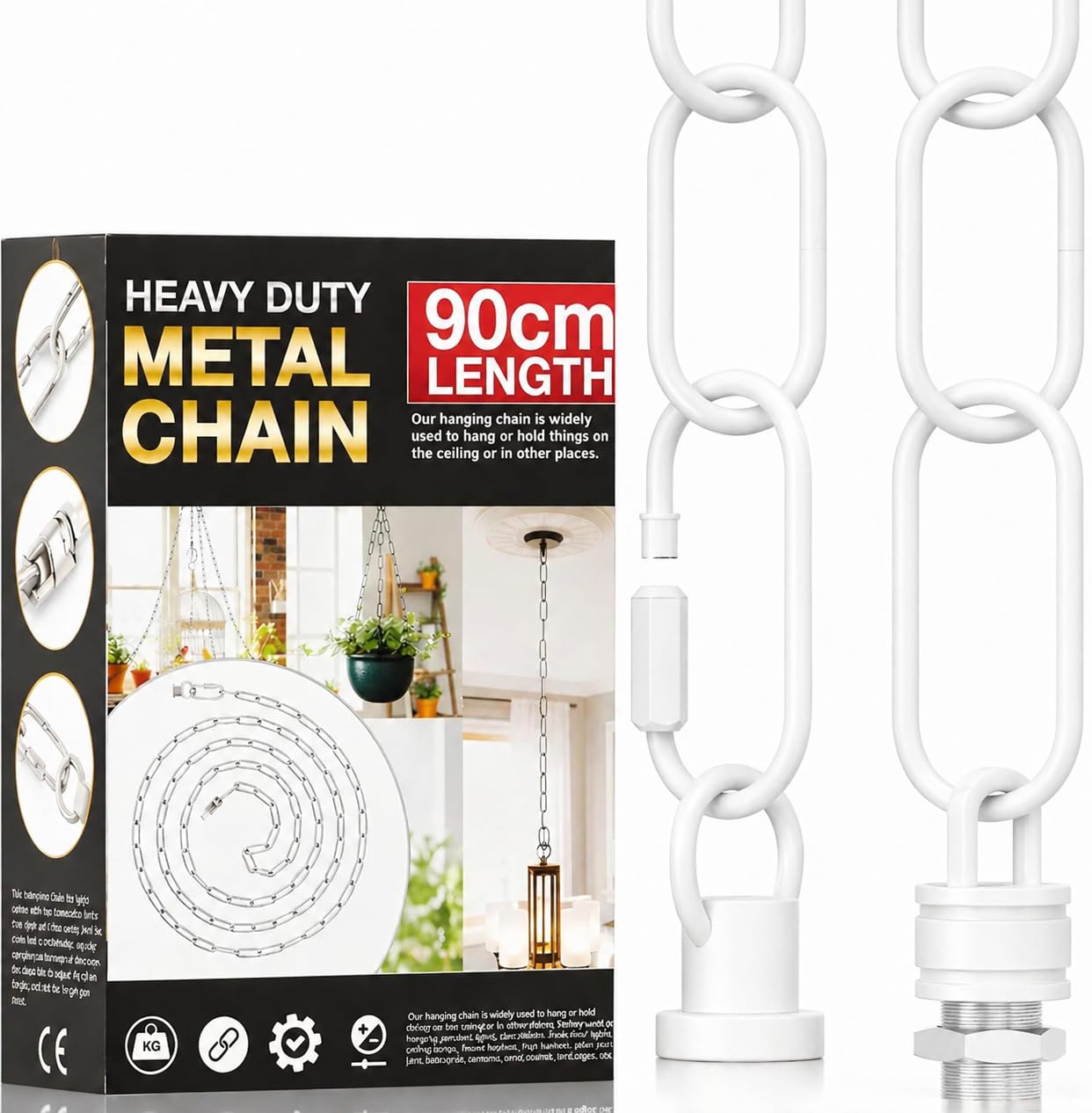 LEDSone 90cm Hanging Chain Heavy Duty Metal Chain for Vintage Chandelier Suspended Ceiling Pendant Hanging Lamps Extended Length for High Ceilings, Durable & Stylish Hanging Chain