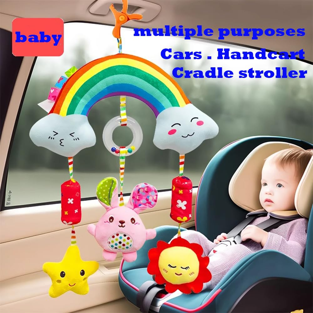 9 toys for babies aged 3-18 months, including silicone remote control, dental teething stick, 3D book for baby toys, rattles and wristbands, and baby bell toys