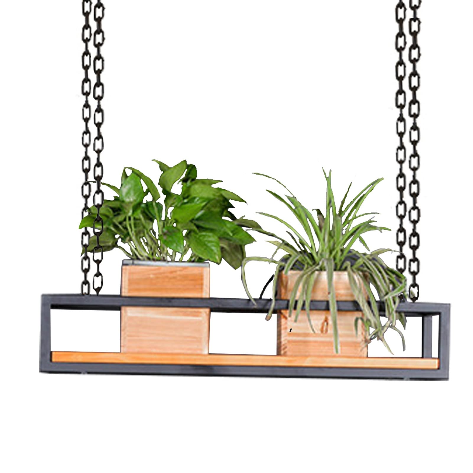 Présentoir à pots de fleurs suspendus en bois et métal réglable