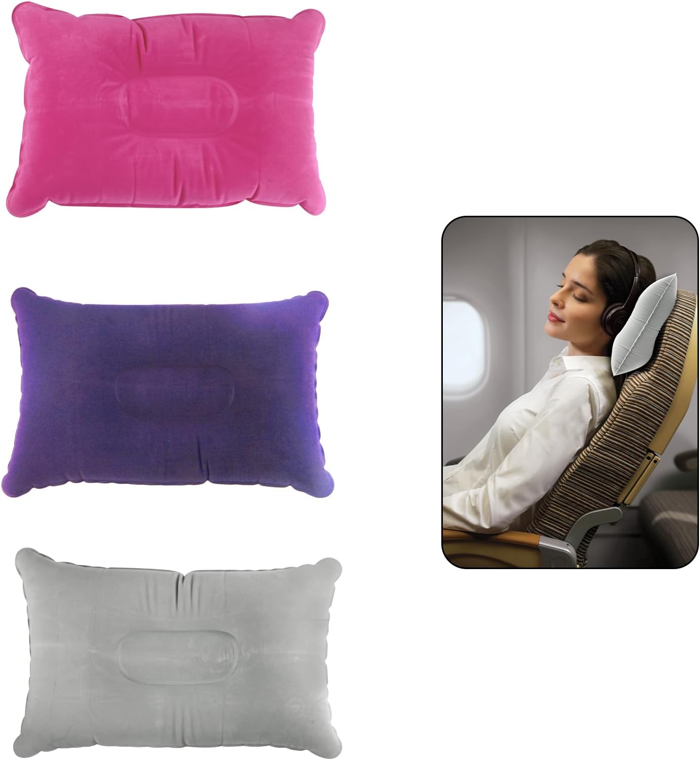 3Pcs Inflatable Pillow Travel Pillow for Airplane Christmas Blow up Travel Pillow for Camping Waterproof Portable Pillow for Adults Neck & Lumbar Support Xmas Gifts for Travel Office Teacher