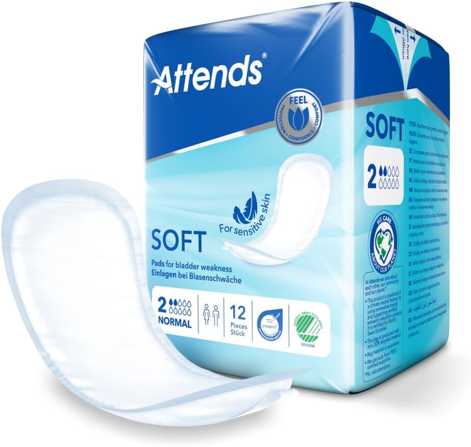 Soft 2 Normal | For Light Bladder Weakness | Pack of 12 | Dermatologically Tested | Silky Soft and Sensitive Protection