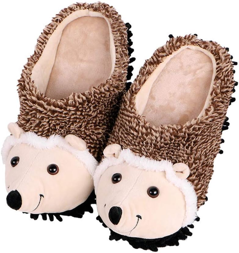 JadeRich Women's Cute Cartoon Animal Plush Fleece Indoor Shoes Lightweight Mop Slippers