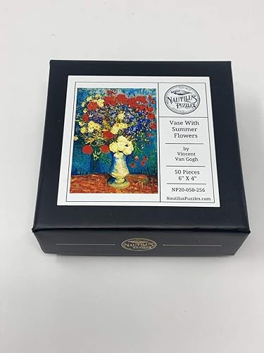 Miniatura 3 de Mini rompecabezas de madera para adultos – Florero con flores de verano por Vincent Van Gogh, 50 piezas de madera únicas por Nautilus Puzzles