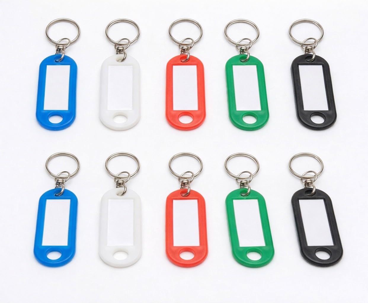 Portachiavi con Targhetta Portanome, Anello Girevole in Acciaio Inox, 5 Colori, 5x2 cm