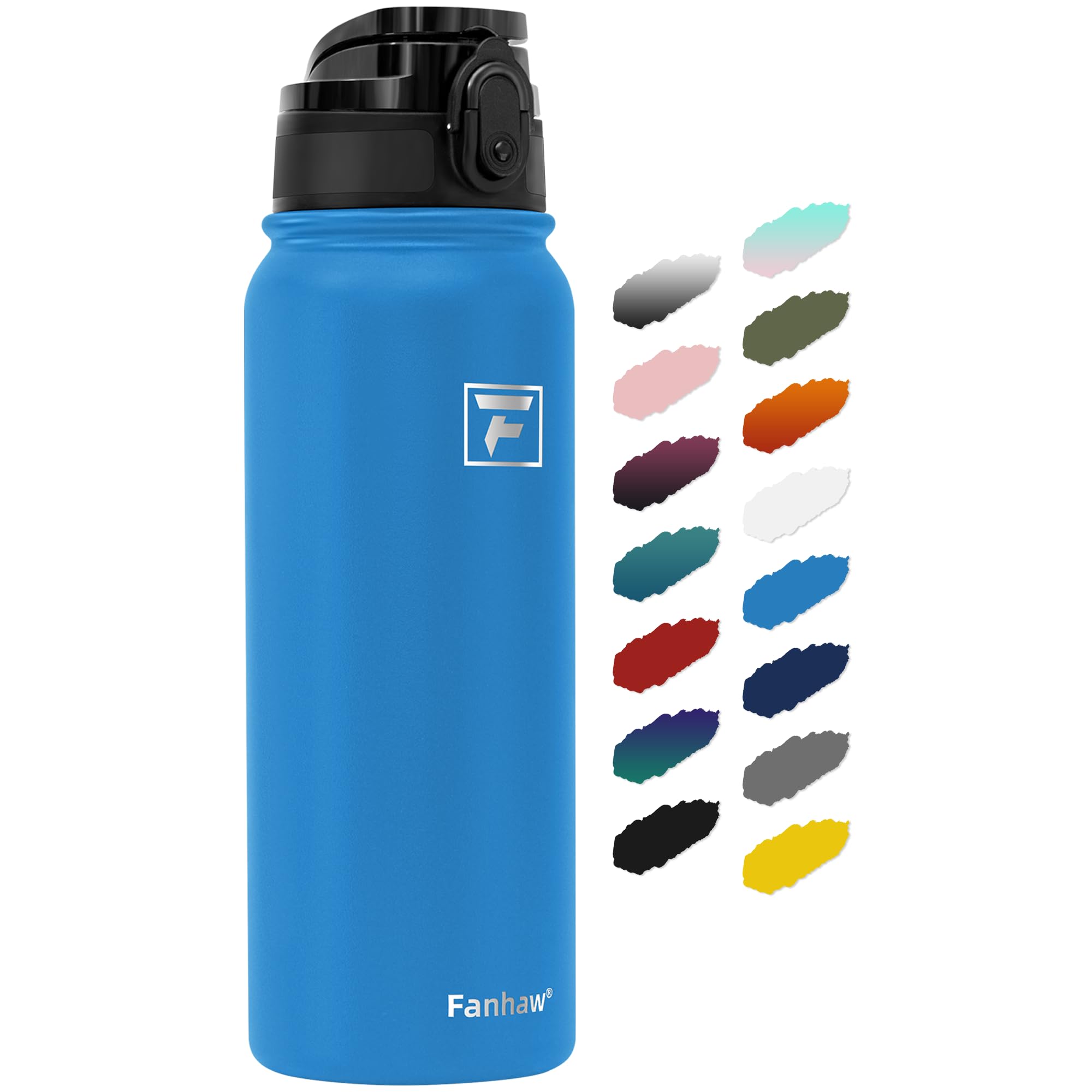 Fanhaw 20 Oz Insulated Stainless Steel Water Bottle With Chug Lid - For Kids, Women, Men | Leak & Sweat Proof With Anti-Dust Lid (Sky Blue)