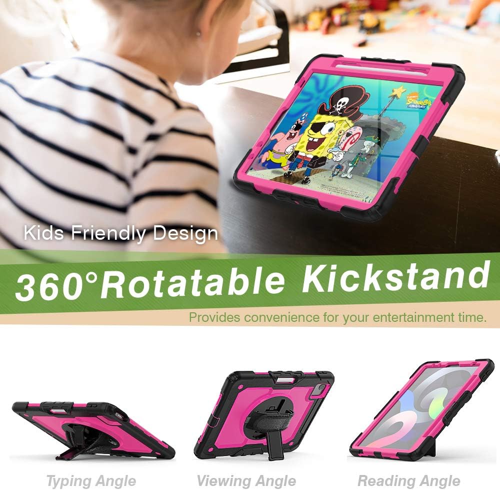 Best Review Case for iPad Air 5 2022 with Pencil Holder | Herize 10.9 Inch iPad Air 4 Case with Screen Protector | Full Body Shockproof Rugged Protective Case W/ Hand Strap Shoulder Strap for iPad Air 5th/4th Gen