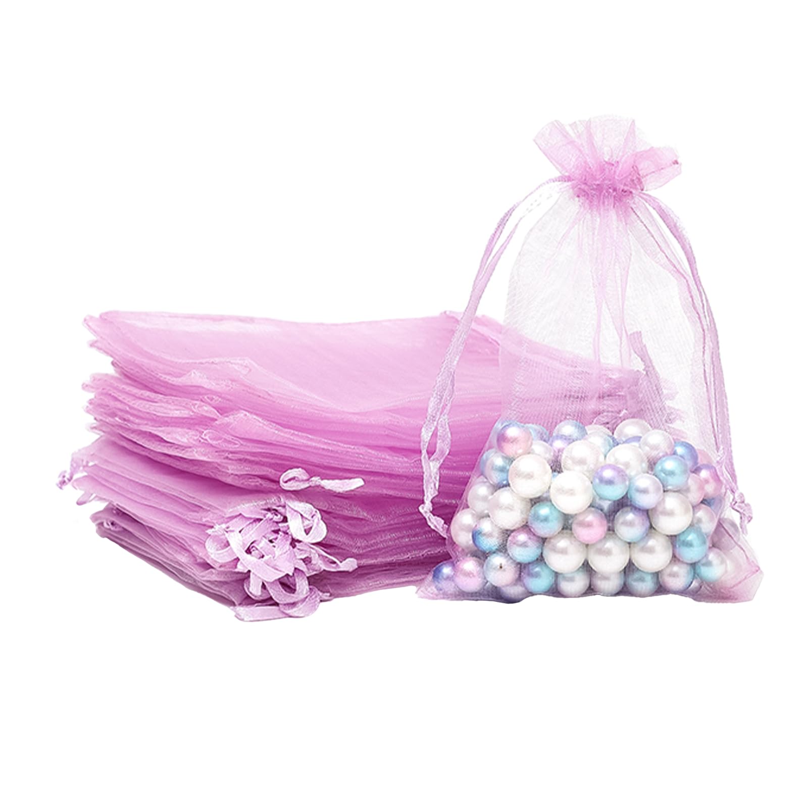 100pk Light Rose Red Organza Gift Bags,7x9cm Small Organza Favor Bags,Wedding Jewelry Pouches with Drawstring,Mesh Candy Favour Bag Party Sweet Bags for Birthday,Wedding,Christmas,Gift Wrapping