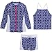SwimZip Girls Long Sleeve Rash Guard Swim Shorts Set with UPF 50+,Flower Power,12-18 Months