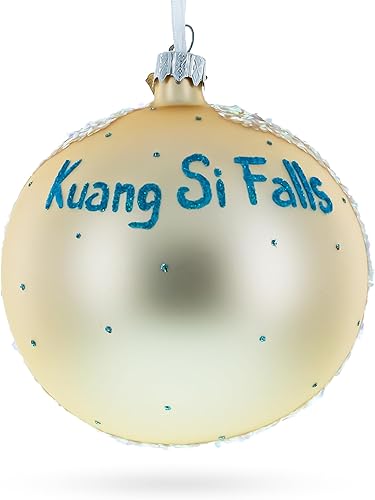 Miniatura 3 de Kuang Si Cascada, Laos Bola De Cristal Adorno De Navidad 4 Pulgadas