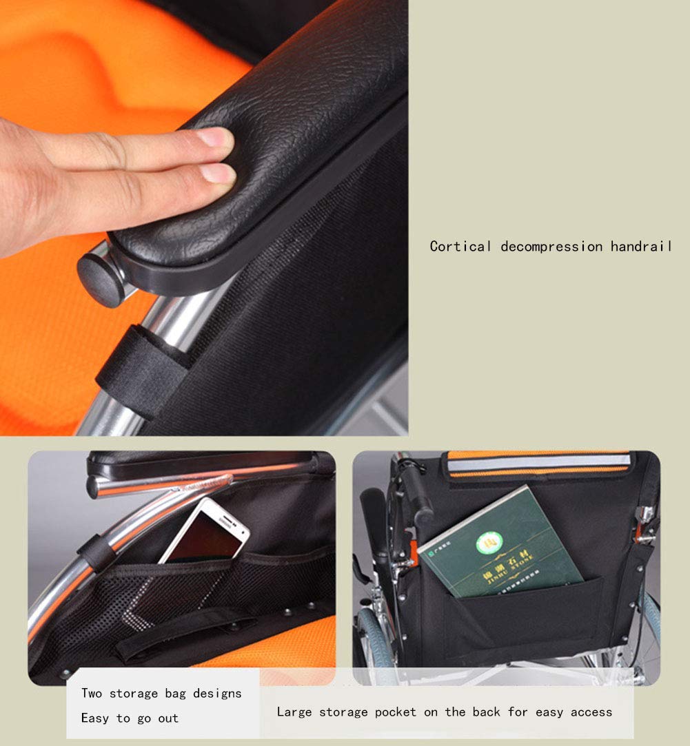 Wheelchair, Silla de Ruedas portátil Plegable, Silla de Ruedas Manual para Ancianos, Carrito Ultraligero para discapacitados, Suministros médicos para Adultos